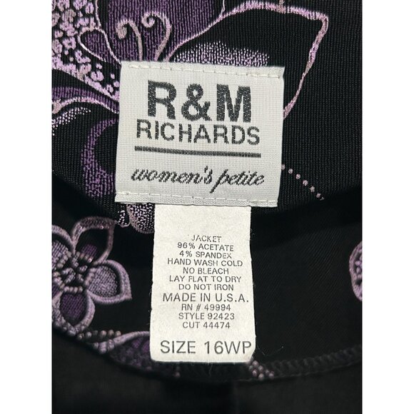 R&M Richards Black Purple Petite Floral Whimsigoth Fairycore Jacket Size 16WP - Picture 5 of 7
